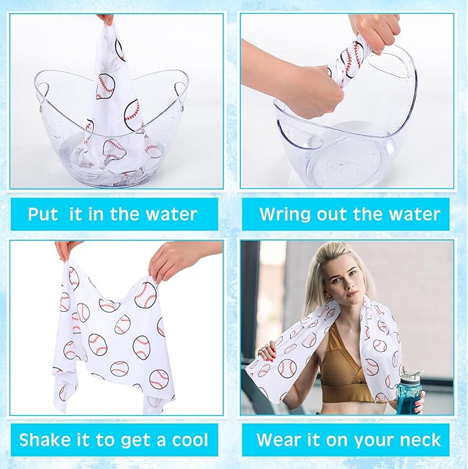 12 Pcs Cooling Towel 40 x 12 Inch Basketball Baseball Football Volleyball Soccer Softball Microfiber Fast Drying Towel for Gift Women Men