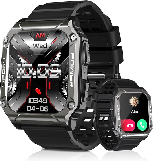 Smart Watch for Men with Phone Function 1.95” HD Touchscreen Smartwatch Fitness Tracker 130+ Sports Modes IP68 Waterproof Wristwatch with Sleep Monitor Pedometer Message Reminder for Android iOS