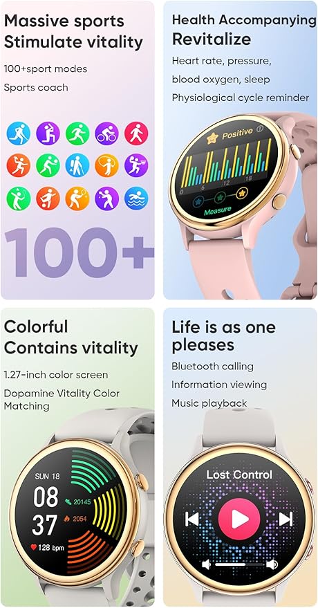 Smart Watches for Women, Fitness Tracker with Heart Rate & SpO2 Monitor, IP67 Waterproof Activity Tracker for Men & Women, Smart Watch for Android Phones and iPhone Compatible (Pink)