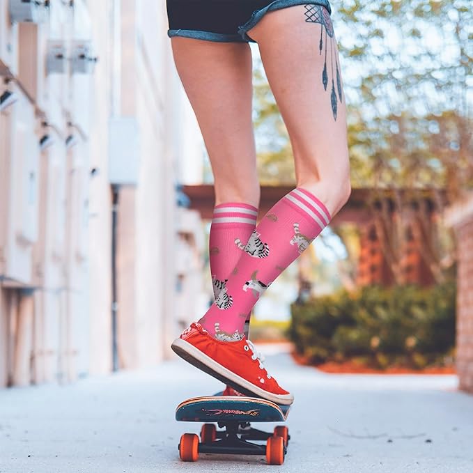 fenglaoda Compression Socks for Women Men Knee High 3 Pairs Support for Nurses, Travel, Circulation, Athletic, Pregnancy