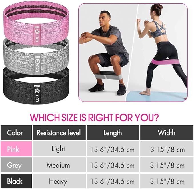 Resistance Bands, Fabric Workout Bands for Women & Men, Cloth Booty Resistance Loop Bands, Thick Squat Bands for Butt/Legs/Thigh/Hip/Glute Excersing