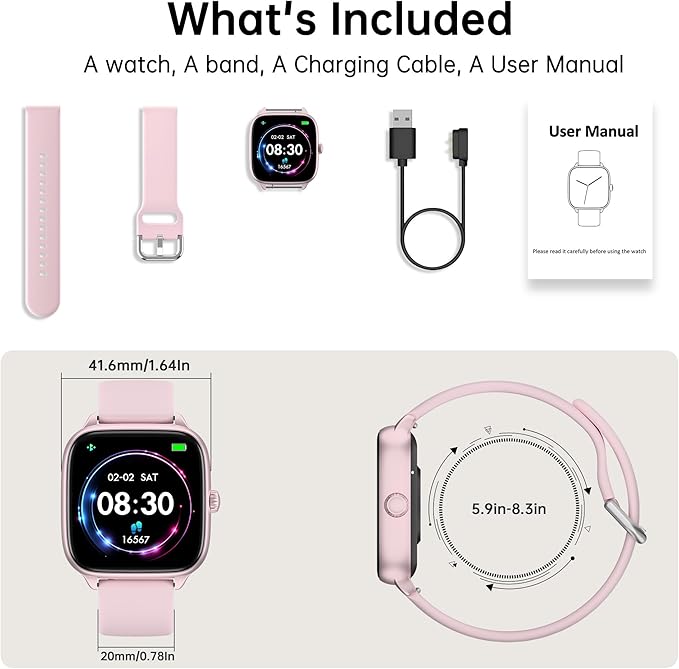 Health Fitness Tracker (Answer/Make Calls), Smart Watch with 24/7 Heart Rate Monitor, Activity Tracker with Blood Pressure, Blood Oxygen, 120+ Sport Modes Sleep Tracker for Women Men (Pink)