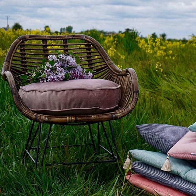 Round Floor Pillow Cover Velvet Throw Seating Pouf Yoga Meditation Cushion Plush Case Reading Room Decor Cover Only (19.7IN, Dusty Rose)