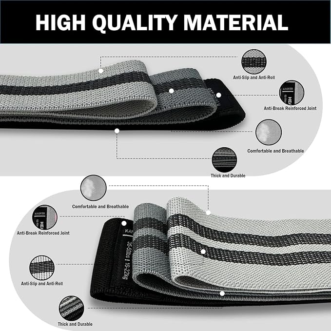 Long and Short Fabric Resistance Bands with Door Anchor 7 PCS, Non-Slip Stretch Booty Bands for Working Out Women & Men, Loop Exercise Elastic Bands for Home Physical Therapy Yoga Pilates