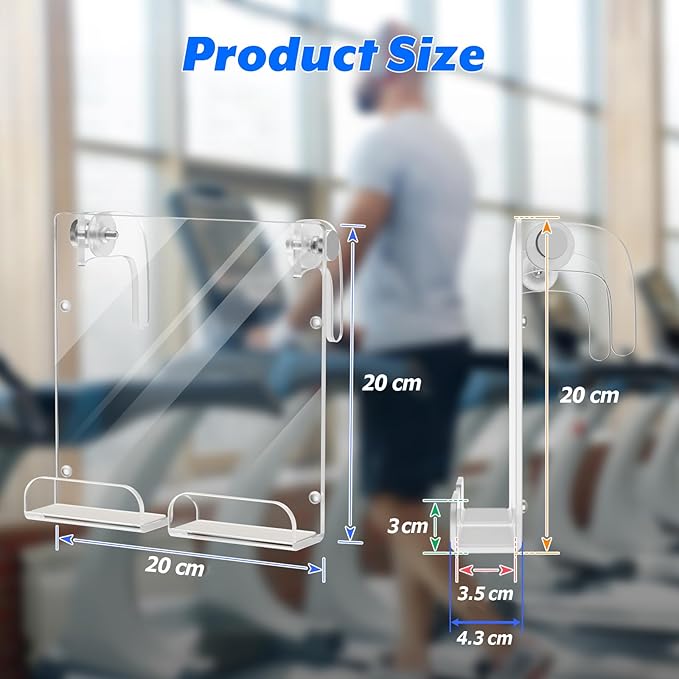 Cosmos Treadmill Tablet Holder & Phone Stand Compatible with Peloton Bike, Treadmill Acrylic Tablet Reading Rack for iPad, Gym Exercise Bike & A5 Book Holder, Adjustable Clamps with Anti-Slip Pads