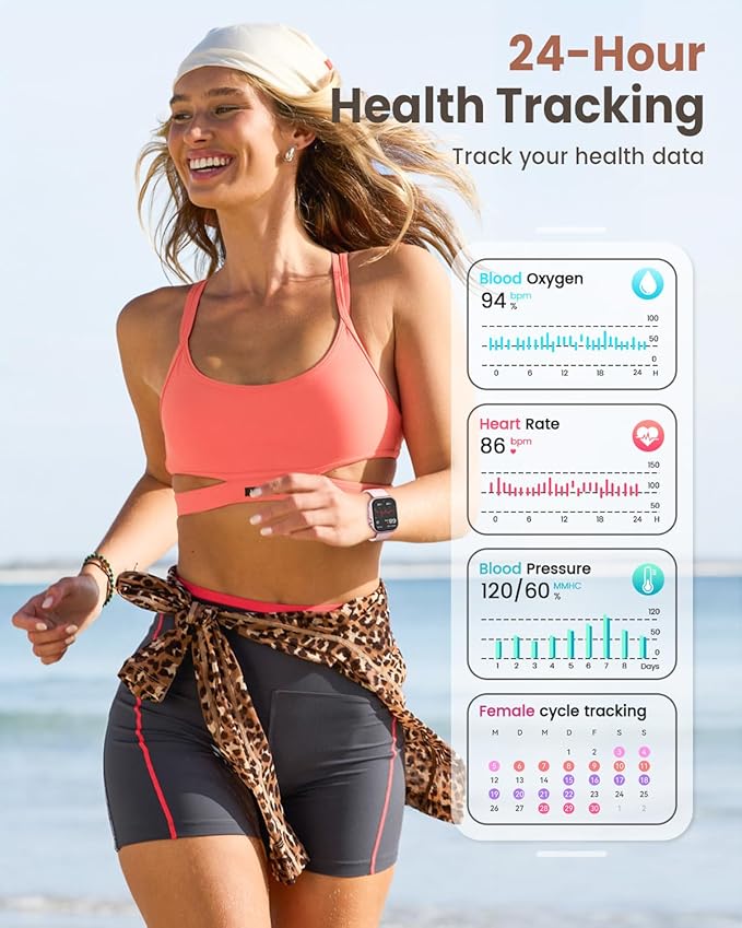 Smart Watches for Women Fitness Tracker: 1.85"Smartwatch with 30 Day+Battery Life Make/Answer Call Sleep Heart Rate SpO2 Monitor IP68 Waterproof 120+Sport Mode Watch for Android iPhone Samsung 2 Bands