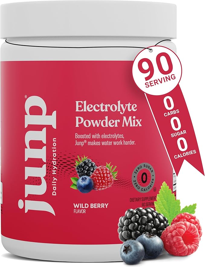JUNP Electrolytes Powder No Sugar No Carbs, Wild Berry Fruit Flavor Keto Electrolyte Drink Mix - Potassium & Salt Hydration Powder Electrolytes, Zero Calorie Sugar Free Electrolyte Powder, 90 Servings