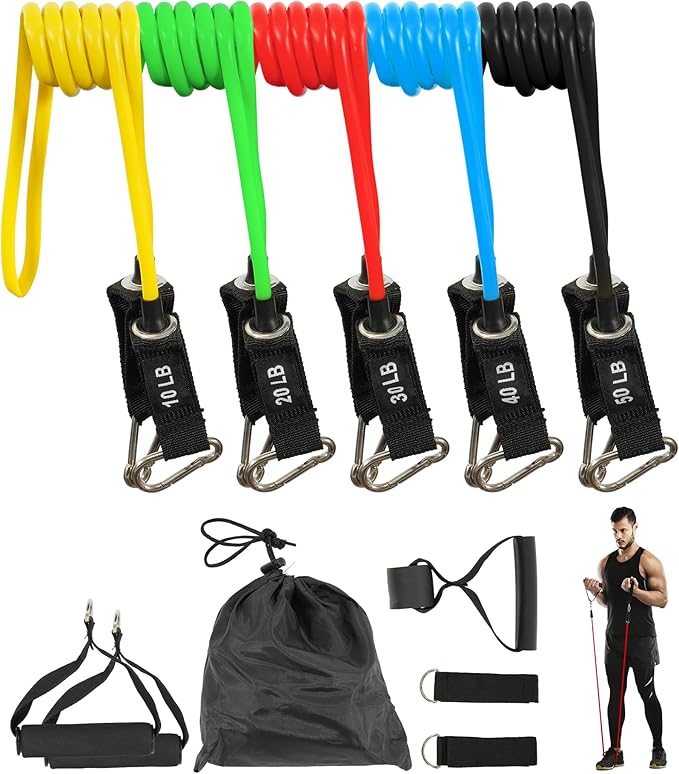 Fitvids Resistance Loop Bands Set - 5-Level Exercise Bands for Home Fitness, Physical Therapy & Strength Training (10-50lbs)