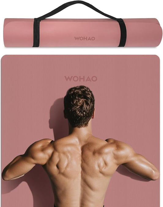 Extra Wide & Thick 8mm Yoga Mat, 72"x31.5" Large Non Slip Exercise Mat, Premium POE Material for Superior Cushioning & Stability, with Strap for Home Gym, Pilates