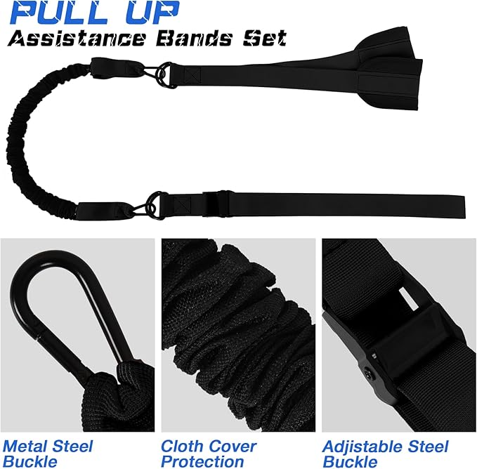 Pull Up Assistance Bands, 225 LBS Heavy Duty Resistance Bands with Feet Rest, Height Adjustable Exercises Assist Band for Strength Training Workout Equipment Home Gym Pull Up Bar Accessories