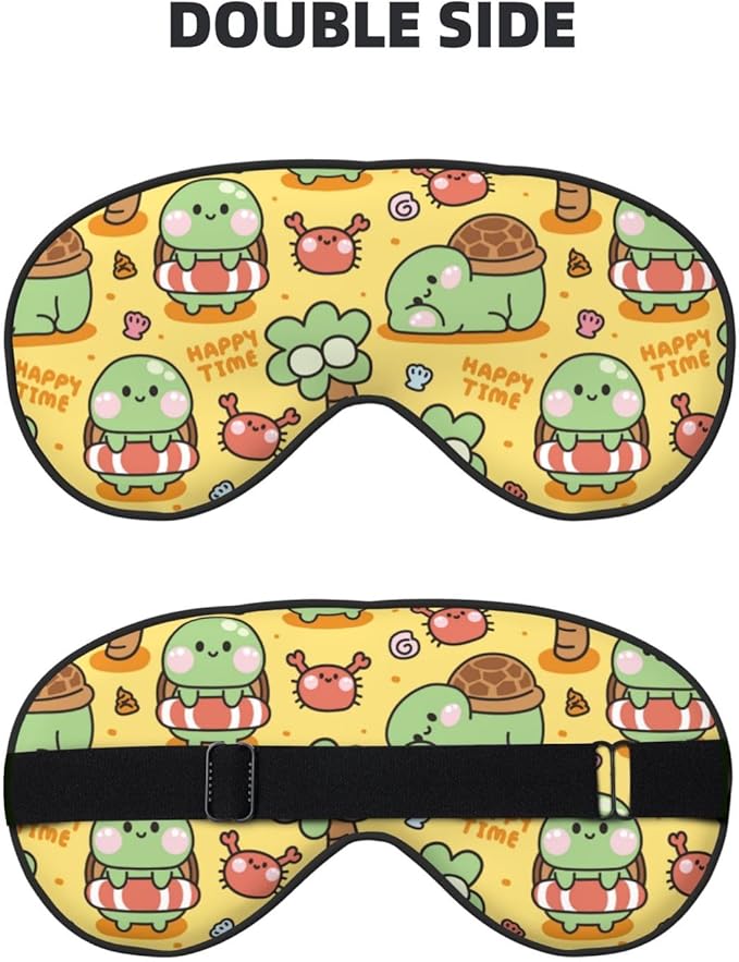 Sleep Eye Mask Cute Turtle Cartoon Marine Animal Sleep Mask for Women Men Comfortable Eye Mask with Adjustable Strap Soft Eye Cover Blindfold for Travel Yoga Nap Shift Work
