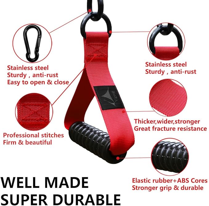 1000lbs Heavy Duty Fitness Handles - Non-Slip Rubber Exercise Grips for Cable Machines, Resistance Bands, Pulley Systems - Universal Attachment for Home & Commercial Gym Workout Equipments