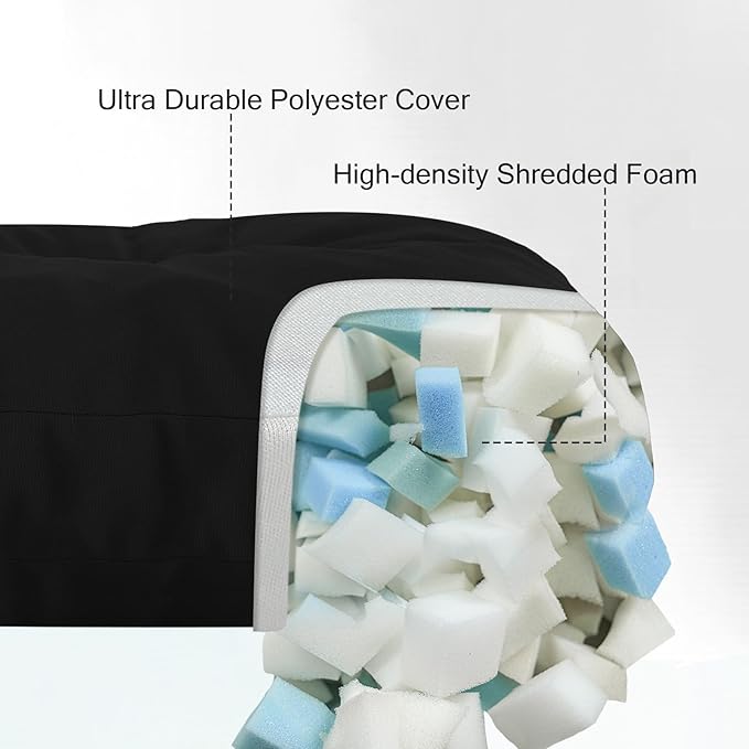 Outdoor Bench Cushion Waterproof, Tufted Bench Seat Cushion 42 x 15 Inch, Patio Wicker Indoor Seat Pads for Outside Garden Patio Balcony, Black