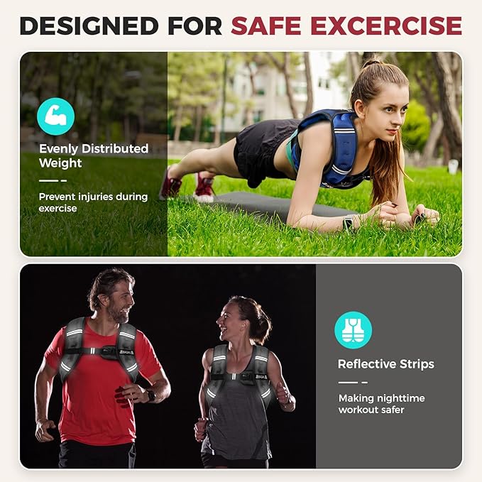 BAGAIL Weighted Vest, 5lbs/8lbs/10lbs/12lbs/15lbs/20lbs/25lbs/30lbs Weight Vest with Detachable Phone Pouch, Rucking Vest for Women, Men, Walking, Weight Loss, Training, Running