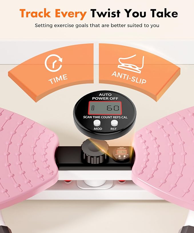 Waist Twister Machine Exercise Fitness Tool, Ab Twister Board with the Smart LED Digital Monitor, 300lbS Capacity & 20dB Ultra-Quiet, Anti-Slip Home Gym Workout Equipment for Women Belly Fat