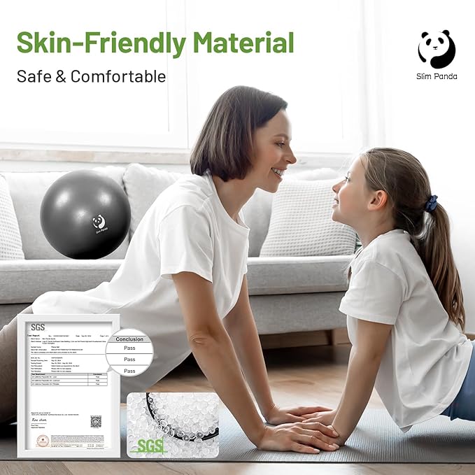 Slim Panda Pilates Ball, 9 Inch Small Exercise Ball, Anti Burst Mini Yoga Ball for Stability, Workout, Barre, Core Strength, Physical Therapy, Balance, Stretching