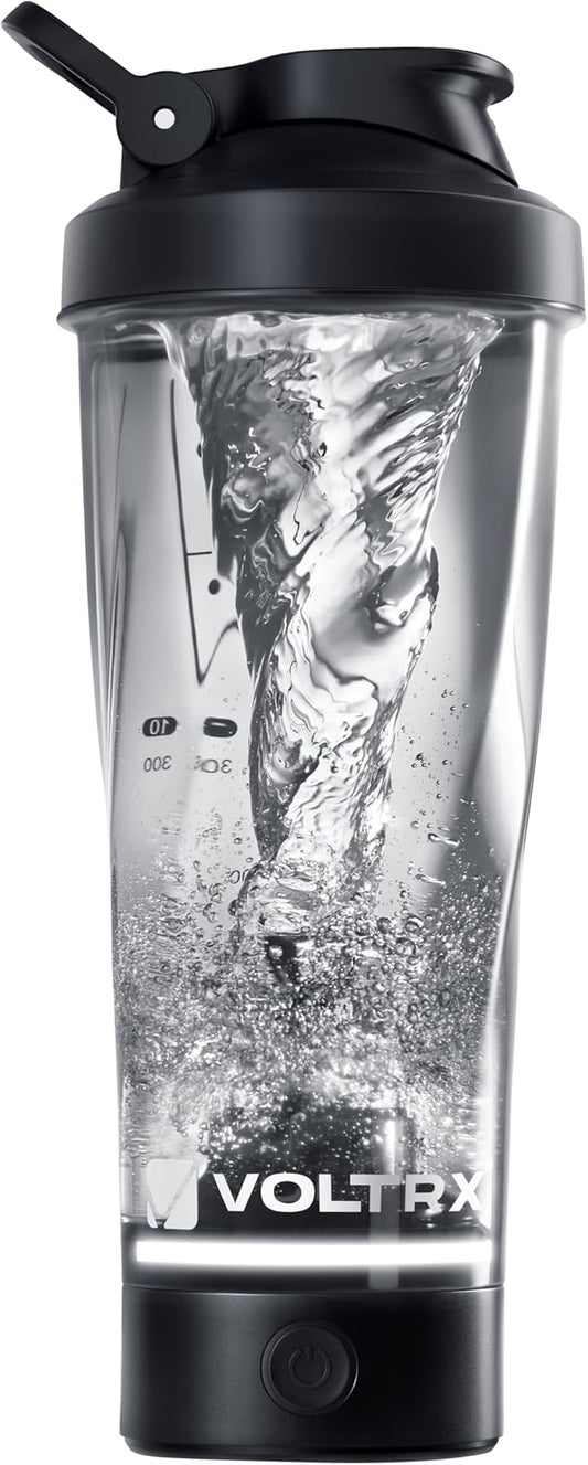 VOLTRX VortexBoost Electric Shaker Bottle, USB C Rechargeable Protein Shake Mixer, Shaker Cups for Protein Shakes and Meal Replacement Shakes, BPA-Free, Made with Tritan, Black