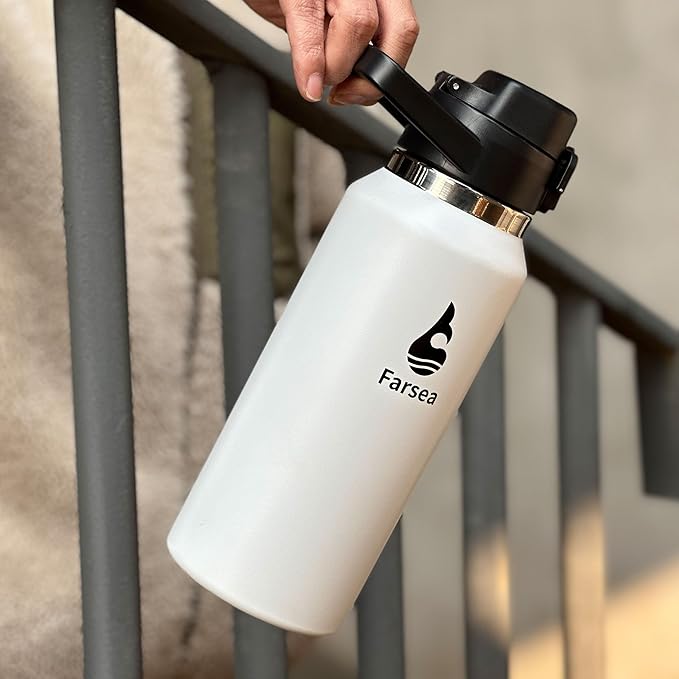 Farsea Insulated Water Bottle, Leak Proof Locking Lid with Soft Silicone Spout, Stainless Steel,Leak Proof, Double Walled Vacuum Insulated, BPA-Free, 24 Hr Cold, Wide Mouth, Sports & Travel Bottle