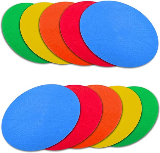9 Inch Colored Poly Spot Marker 12 Pcs, Non-Slip Rubber Agility Markers Flat Field Cones Floor Dots for Football, Basketball Training Markers, Dance Practice and Drills with Flat Cones Points