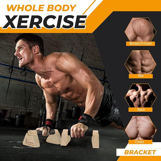 Parallettes Push Up Bars wooden, Push Up Bars for Handstand Training, Mini Handle Pumps for Men
