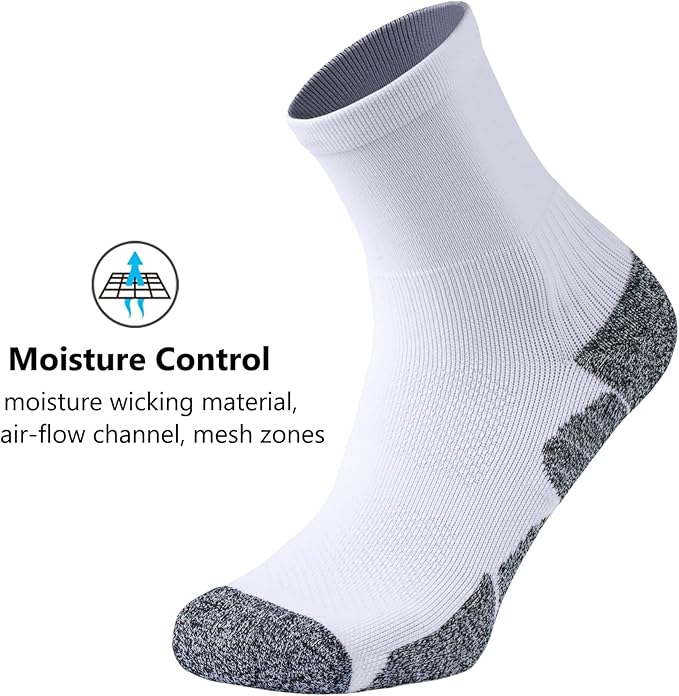 CWVLC Compression Athletic Quarter Socks Cushioned for Men Women