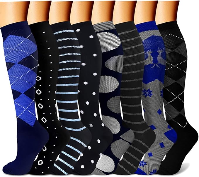 CHARMKING Compression Socks for Women & Men Circulation (8 Pairs) 15-20 mmHg is Best Support for Athletic Running,Hiking