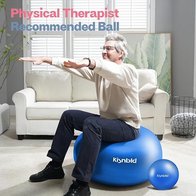 Exercise Ball, Extra Thick Yoga Ball for Workout Pregnancy Stability, 4 Sizes Anti-Burst Balance Ball with Foot Pump - Heavy Duty Fitness Ball Chair for Office, Home & Gym