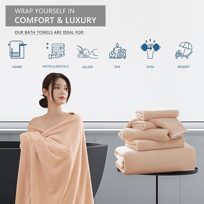 Extra Large Bath Sheet 4 Piece (35"x70")-Ultra Soft Oversized Bath Towel,Bath Sheet Set for Bathroom Hotel,Highly Absorbent Quick Dry Shower Towel Set for Adults,Bathroom Towel