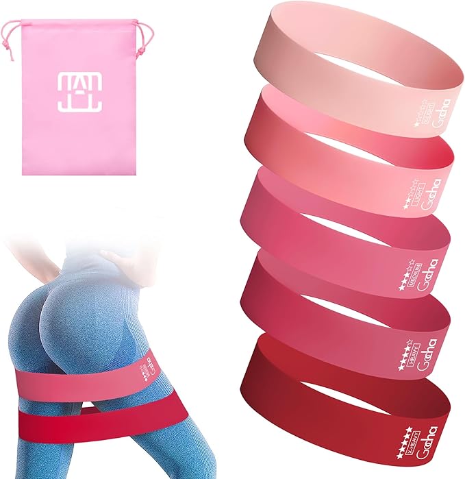 GOCHA | Resistance Bands Set (5 Pack) - Premium Natural Latex Loop Bands for Strength Training, Home Workouts, Physical Therapy, Yoga - Exercise Bands with Carry Bag (X-Light to X-Heavy)