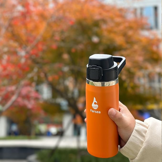 Farsea Insulated Water Bottle, Leak Proof Locking Lid with Soft Silicone Spout, Stainless Steel,Leak Proof, Double Walled Vacuum Insulated, BPA-Free, 24 Hr Cold, Wide Mouth, Sports & Travel Bottle