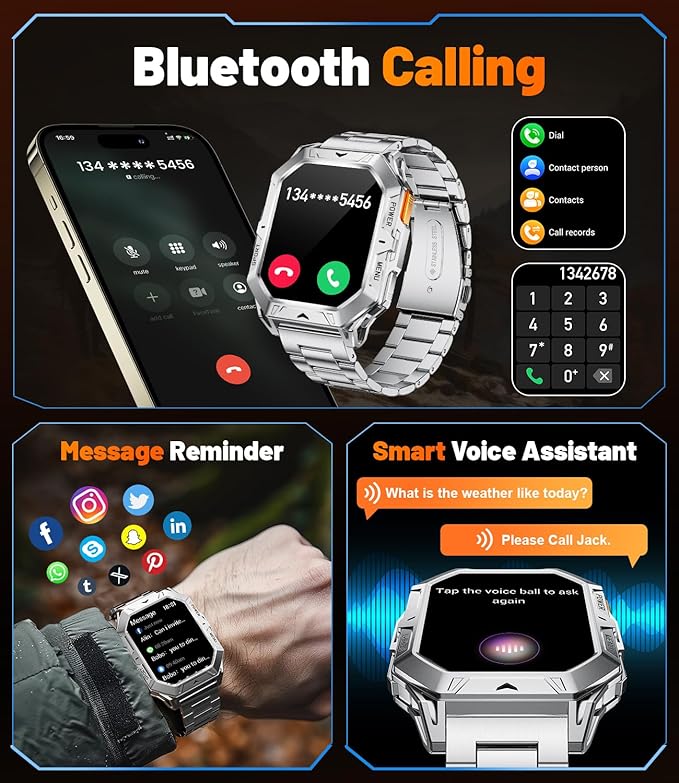 LIGE Smart Watch for Men with Make/Answer Call, 2.13"AMOLED Screen Fitness Watches for Men with 1000mAh Battery, 5ATM Swimproof Smartwatch, 110 Sports Modes Fitness Tracker, Heart Rate/Sleep Tracking