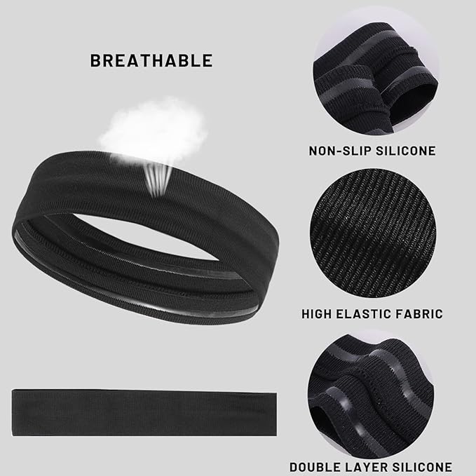 Workout Headbands Non Slip Headband Sport Headbands Sweatbands Elastic Sport Hair Bands for Sports Travel Indoor Fitness Gym