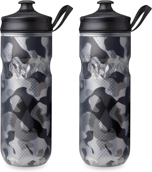 HydraPak | Polar Bottle - Polar Sport Insulated Water Bottle 2-Pack - BPA-Free, Sport & Bike Squeeze Bottle with Handle (Contender Black, 600ml / 20oz)