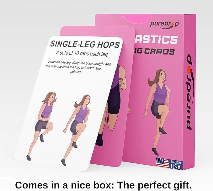 Gymnastics Training Equipment Aid Cards: Great Training Drills for Solo Practice. Exercises and Workouts for at Home. Fun Activity for Kids, Youth Junior and Beginners Gymnasts Dance
