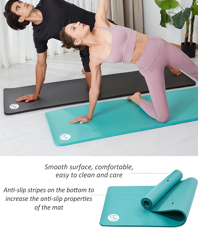 Yoga Mat Thick 1 inch Exercise Mat 76.7"x24" Workout Mats for Home Gym, Non-slip Yoga Mat for Women Men, with Carrying Yoga Bag