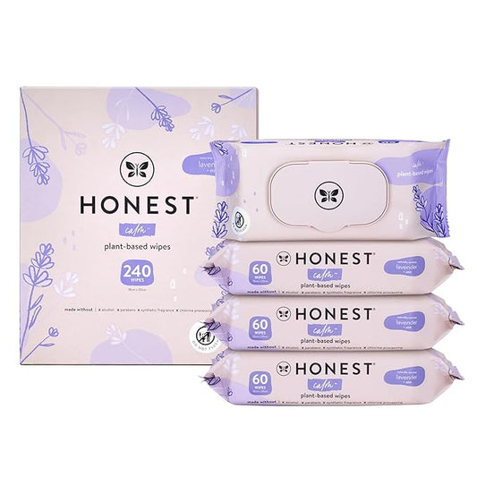 The Honest Company Calm + Cleanse Naturally Scented Wipes | Cleansing Multi-Tasking Wipes | 99% Water, Plant Based, Hypoallergenic | Lavender, 240 Count