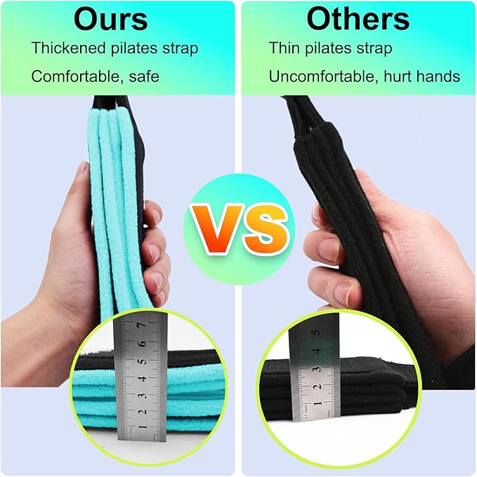 1 Pair Enhanced Pilates Double Loop Straps for Reformer, Thickened D-Ring Handle Straps, Yoga Exercise Accessories in 2 Lengths and Multicolor for Home Gym Workout