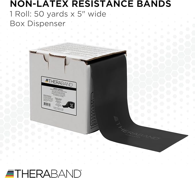 THERABAND Resistance Band, Black, Special Heavy, 50-Yard Roll, Latex Elastic Band for Exercise