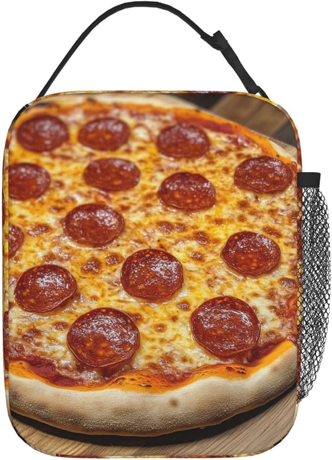 Food Pizza Lunch Box for Women Men, Insulated Lunch Box Reusable Portable Lunch Bag Cooler Tote Waterproof Lunch Container for Office Picnic Work Travel