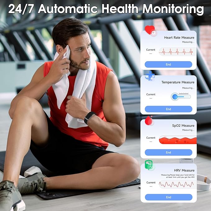 Smart Health Wristband, Wearable Activity & Fitness Tracker 24/7 Heart Rate Blood Oxygen Blood Pressure Temp Monitor Sleep Calorie Tracker 50+ Sport Modes Waterproof Health Tracker for Women Men