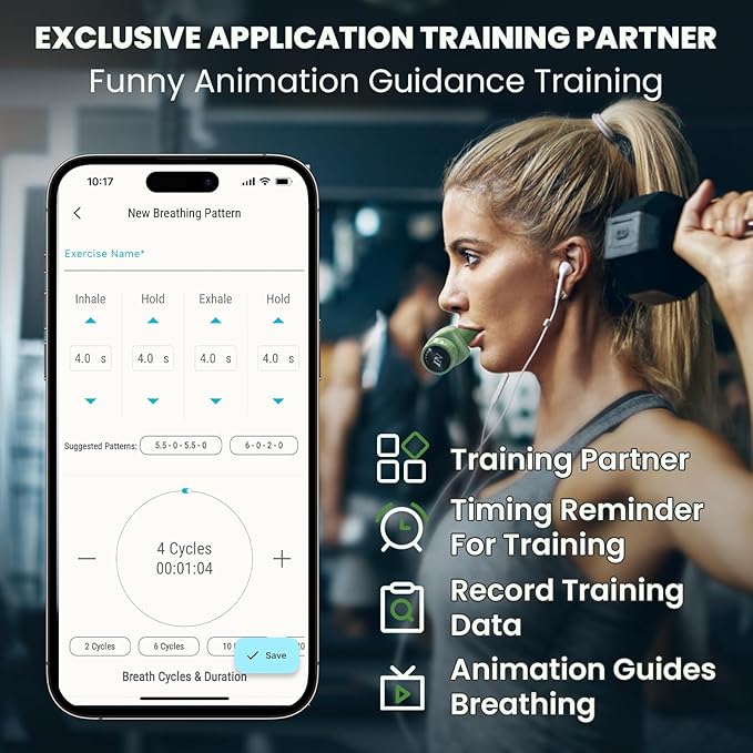 Breathing Exercise Trainers Adjustable and Portable Easy to Clean for Daily,Fitness & Sport Green