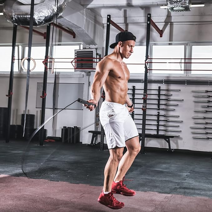 FEECCO Weighted Jump Rope - Heavy PVC Ropes with Metal Handles and Ball Bearings