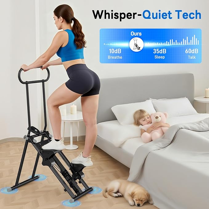 ERGOLIFE Stair Stepper with 6-Level Adjustable Resistance, 350lbs Upgrade Foldable Stairmaster Machine for Home Gym Workout, Cardio Stair Climber with Low Noise