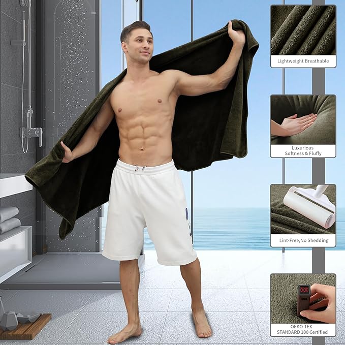 Extra Large Bath Sheet 4 Piece (35"x70")-Ultra Soft Oversized Bath Towel,Bath Sheet Towel Set for Bathroom Hotel,Highly Absorbent Quick Dry Shower Towel Set for Adults,Bathroom Towel-Brown