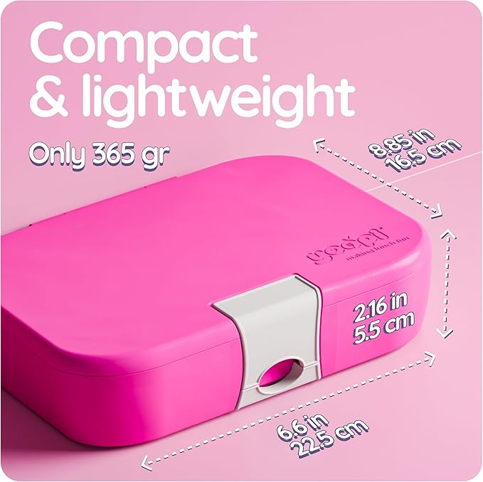 YOOPI Bento Box for Kids, Leak-Proof, BPA-Free School Bento Lunch Box Containers with Compartments. Online Healthy Meal Planning, Durable, Easy-Clean, Eco-Friendly Lunchbox for Boys & Girls (Fuchsia)