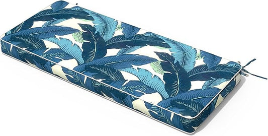 Outdoor Bench Cushion, Patio Furniture Cushion 48 x 18 x 3 Inch, Water Resistant Garden Sofa Swing Pad Settee Loveseat Couch Replacement Cushion, 1 Pack, Swaying Palms Blue