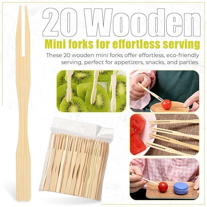 Divided Serving Tray with Lid & Handle| Multi-Purposed Snackle Box Bundle 8ct & 4ct Dividers 20pc Mini Forks| Snackle Box Container for Fruits Nuts Candy Charcuterie Platters Road Trips Picnics