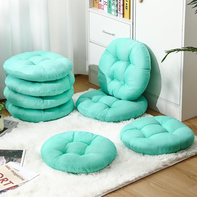 Fumete 8 Pcs 16 Inch Round Floor Cushions for Kids and Toddlers, Flexible Seating Classroom Furniture Floor Pillow for Home, Daycare, Preschool, Yoga and Meditation (Mint Green)