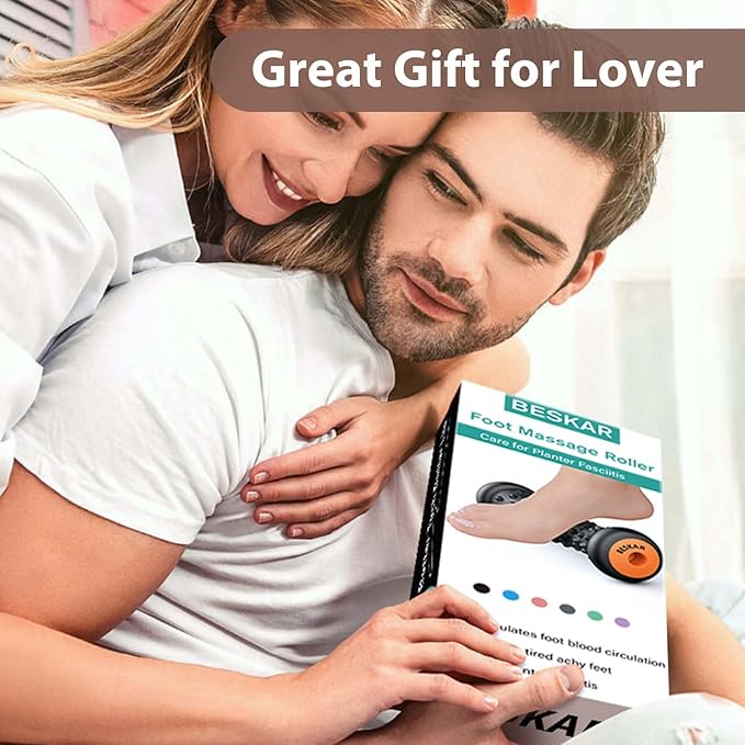 BESKAR Foot Massage Roller for Relief Plantar Fasciitis, Foot Reflexology Tool Pressure Point Massage Roller, Deep Tissue Massage for Relieving Feet Arch Heel Pain, Myofascial Pain Syndrome