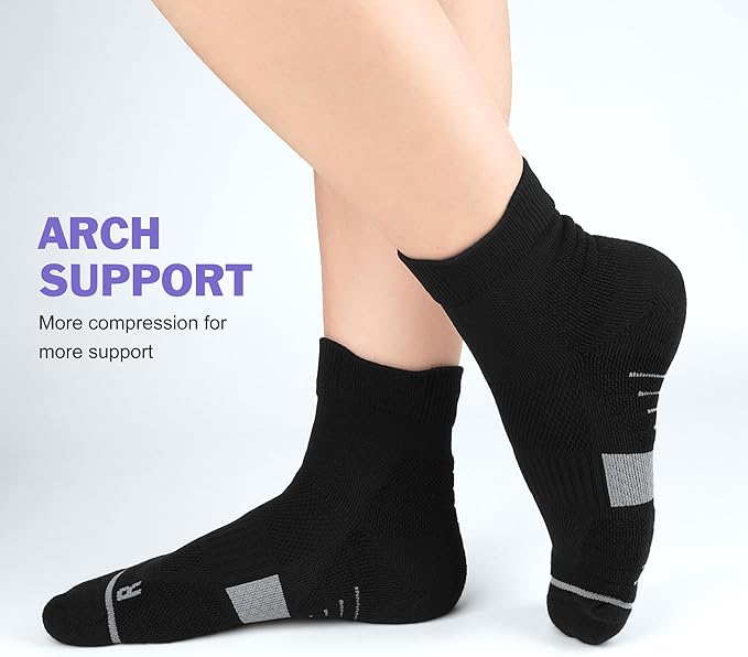Gonii Women's Compression Ankle Socks with Cushion & Arch Support| Lightweight & Moisture-Wicking for Running 3 Pairs